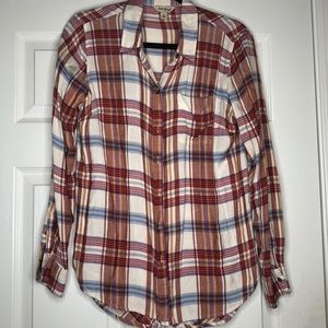 Lucky Brand plaid tunic button up back Size Small